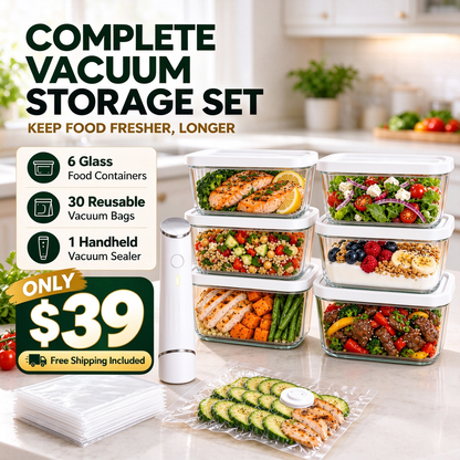 Portable Vacuum Food Sealer Bundle | Keeps Food Fresh 5x Longer