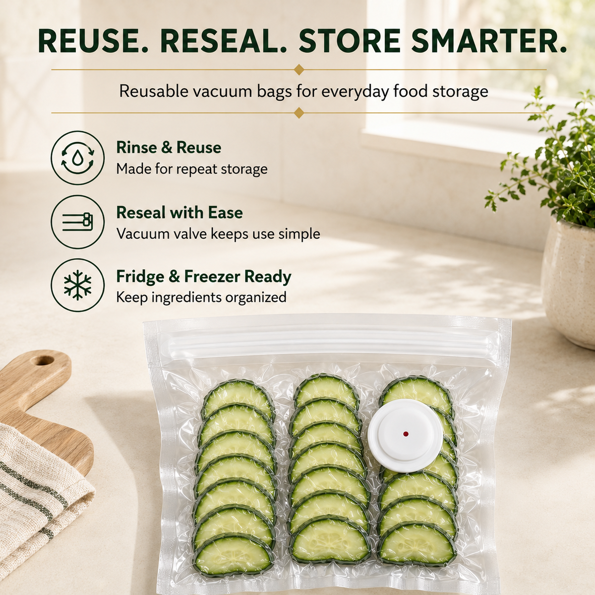 Portable Vacuum Food Sealer Bundle | Keeps Food Fresh 5x Longer